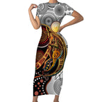 Aboriginal Kangaroo Pattern Dot Art Short Sleeve Bodycon Dress