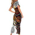 Aboriginal Kangaroo Pattern Dot Art Short Sleeve Bodycon Dress