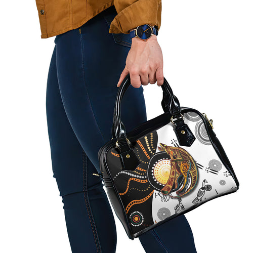 Aboriginal Kangaroo Pattern Dot Art Shoulder Handbag