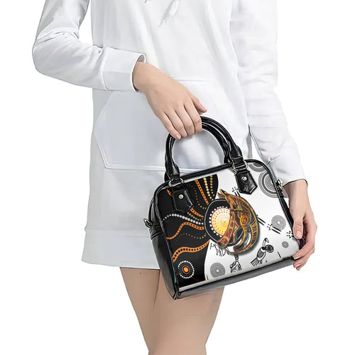 Aboriginal Kangaroo Pattern Dot Art Shoulder Handbag