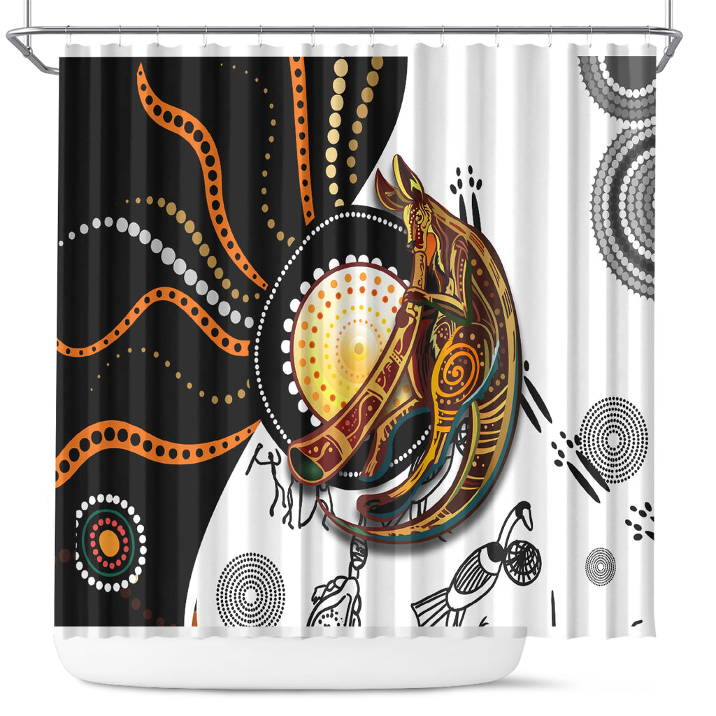 Aboriginal Kangaroo Pattern Dot Art Shower Curtain