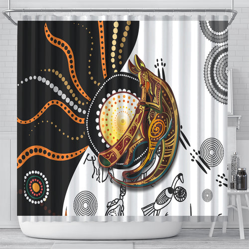 Aboriginal Kangaroo Pattern Dot Art Shower Curtain