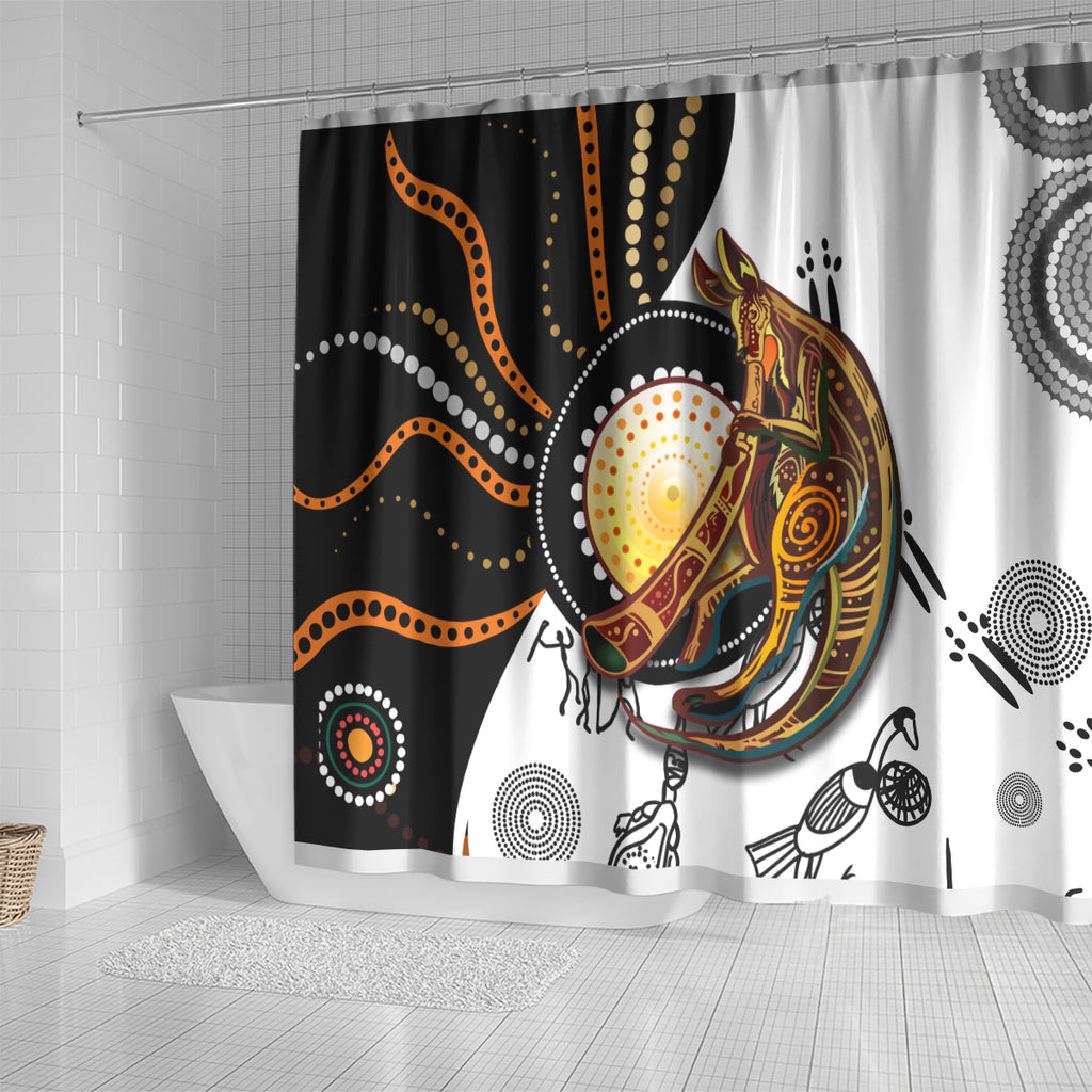Aboriginal Kangaroo Pattern Dot Art Shower Curtain