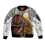 Aboriginal Kangaroo Pattern Dot Art Sleeve Zip Bomber Jacket