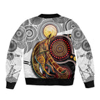 Aboriginal Kangaroo Pattern Dot Art Sleeve Zip Bomber Jacket