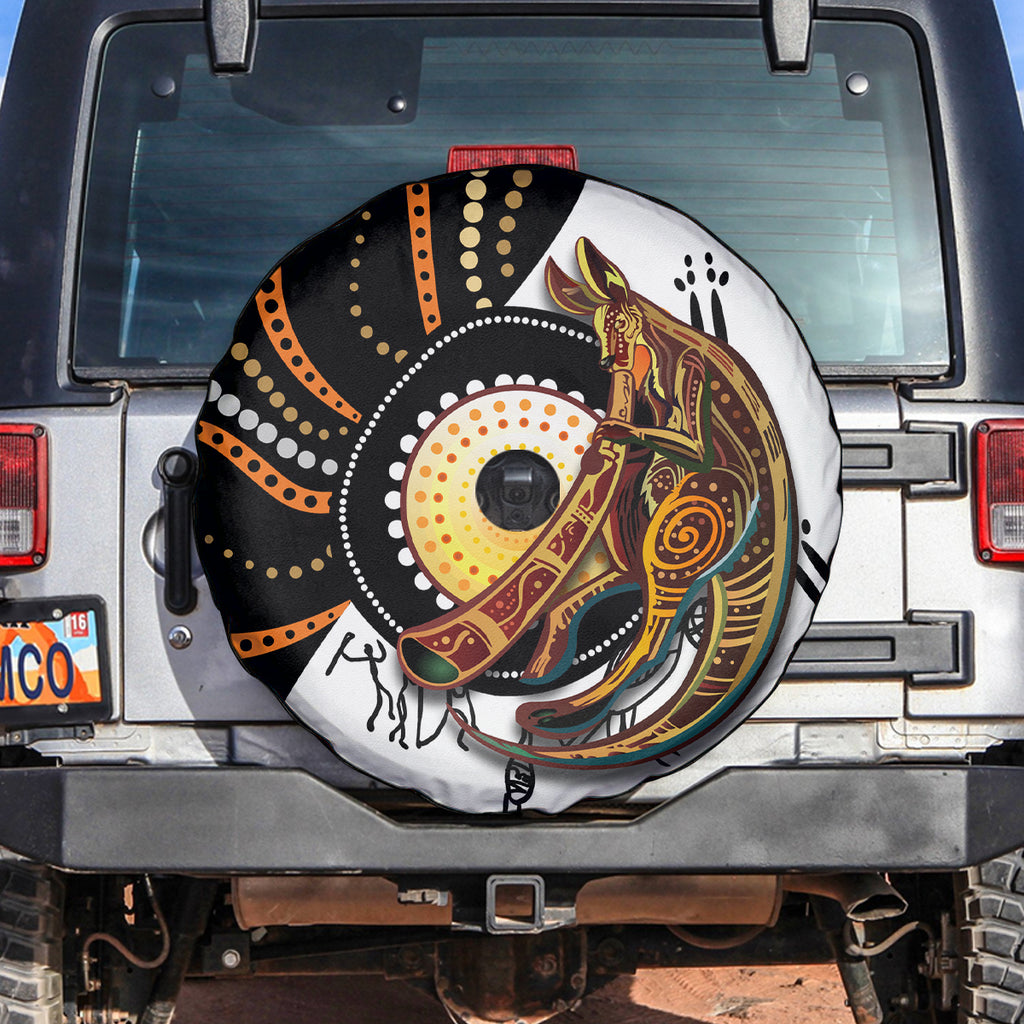 Aboriginal Kangaroo Pattern Dot Art Spare Tire Cover