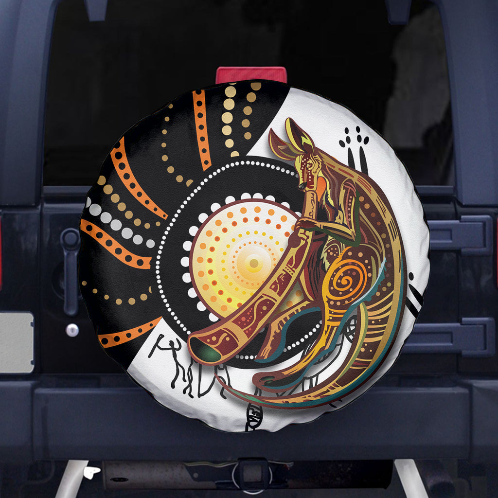 Aboriginal Kangaroo Pattern Dot Art Spare Tire Cover