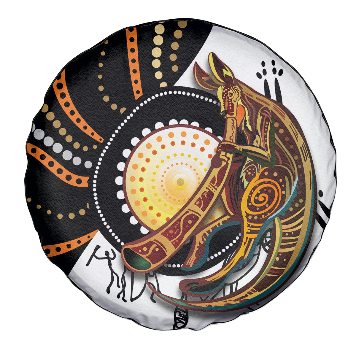 Aboriginal Kangaroo Pattern Dot Art Spare Tire Cover