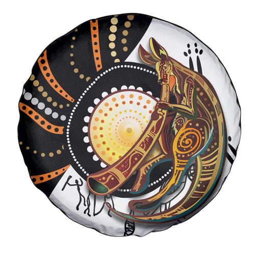 Aboriginal Kangaroo Pattern Dot Art Spare Tire Cover