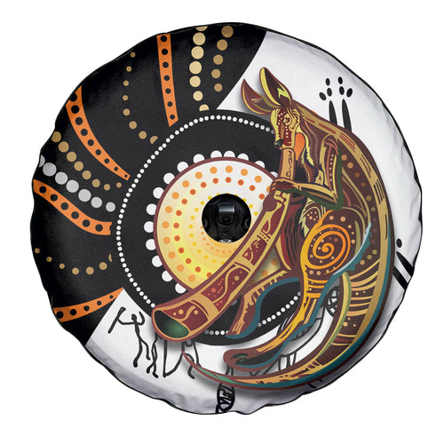 Aboriginal Kangaroo Pattern Dot Art Spare Tire Cover