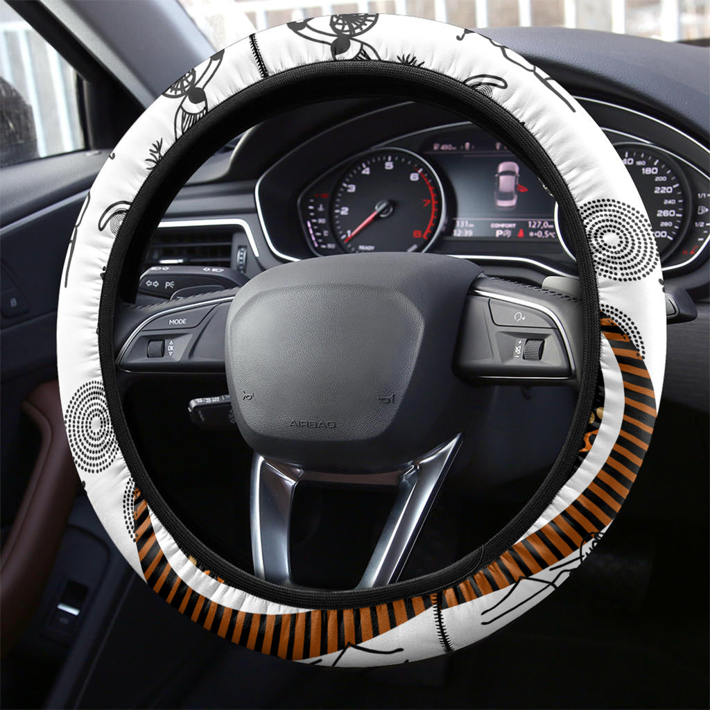 Aboriginal Kangaroo Pattern Dot Art Steering Wheel Cover