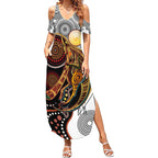 Aboriginal Kangaroo Pattern Dot Art Summer Maxi Dress