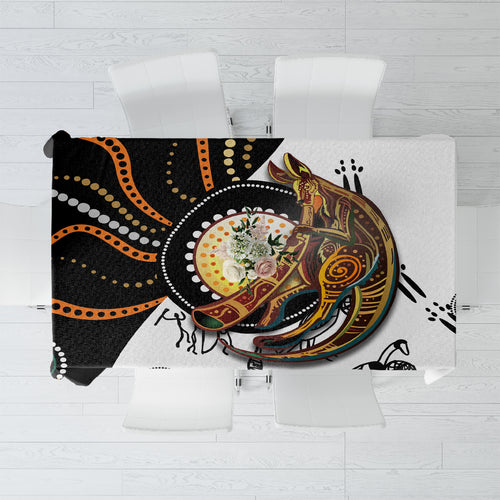 Aboriginal Kangaroo Pattern Dot Art Tablecloth