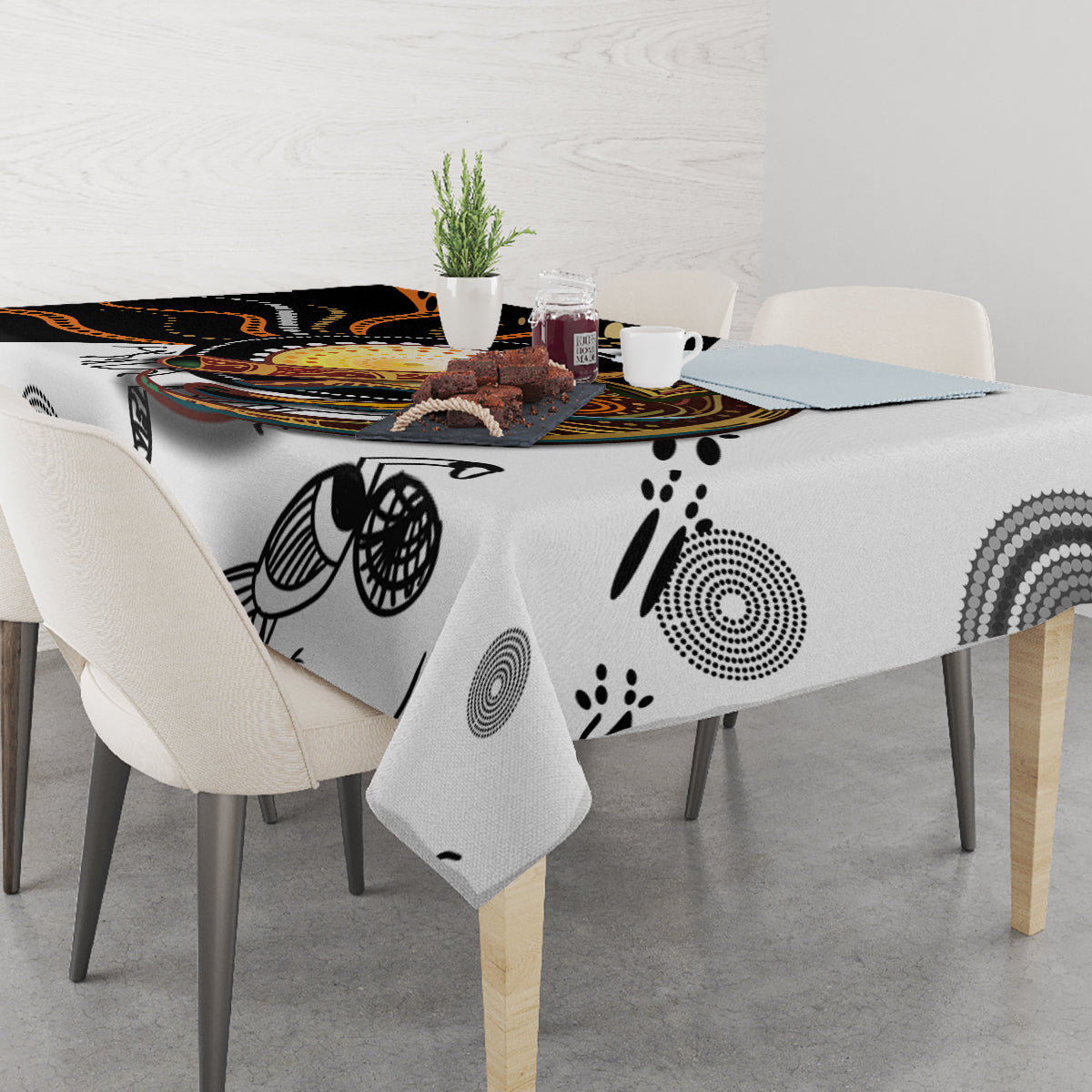 Aboriginal Kangaroo Pattern Dot Art Tablecloth