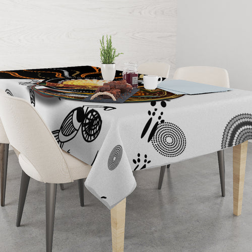 Aboriginal Kangaroo Pattern Dot Art Tablecloth