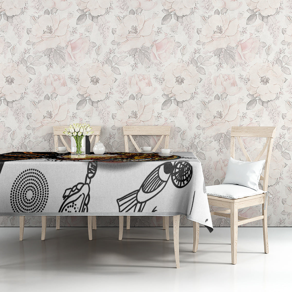 Aboriginal Kangaroo Pattern Dot Art Tablecloth