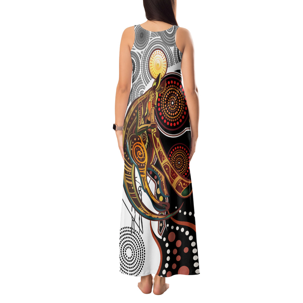 Aboriginal Kangaroo Pattern Dot Art Tank Maxi Dress