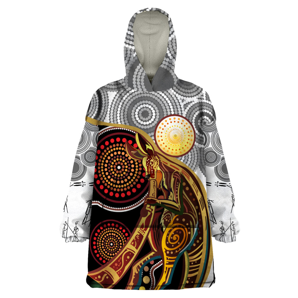 Aboriginal Kangaroo Pattern Dot Art Wearable Blanket Hoodie
