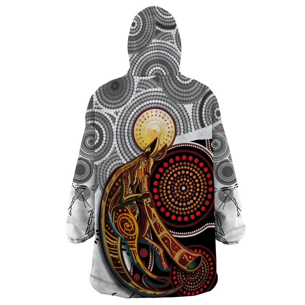 Aboriginal Kangaroo Pattern Dot Art Wearable Blanket Hoodie