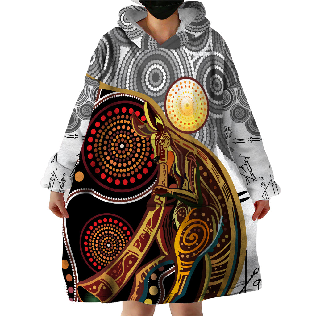 Aboriginal Kangaroo Pattern Dot Art Wearable Blanket Hoodie