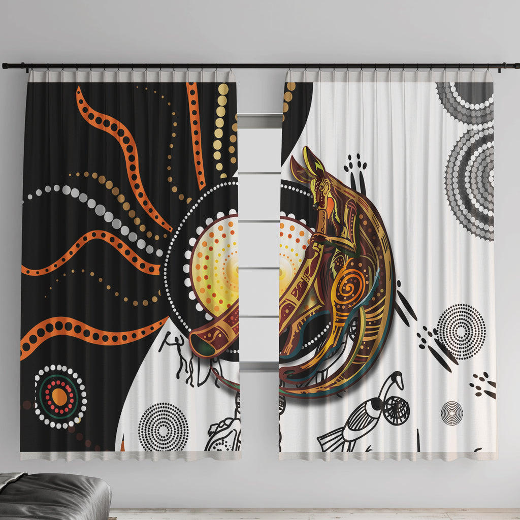 Aboriginal Kangaroo Pattern Dot Art Window Curtain