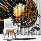 Aboriginal Kangaroo Pattern Dot Art Window Curtain