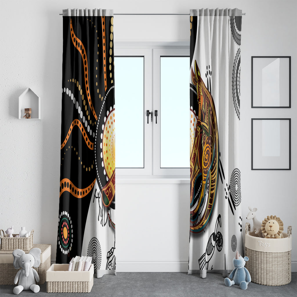 Aboriginal Kangaroo Pattern Dot Art Window Curtain