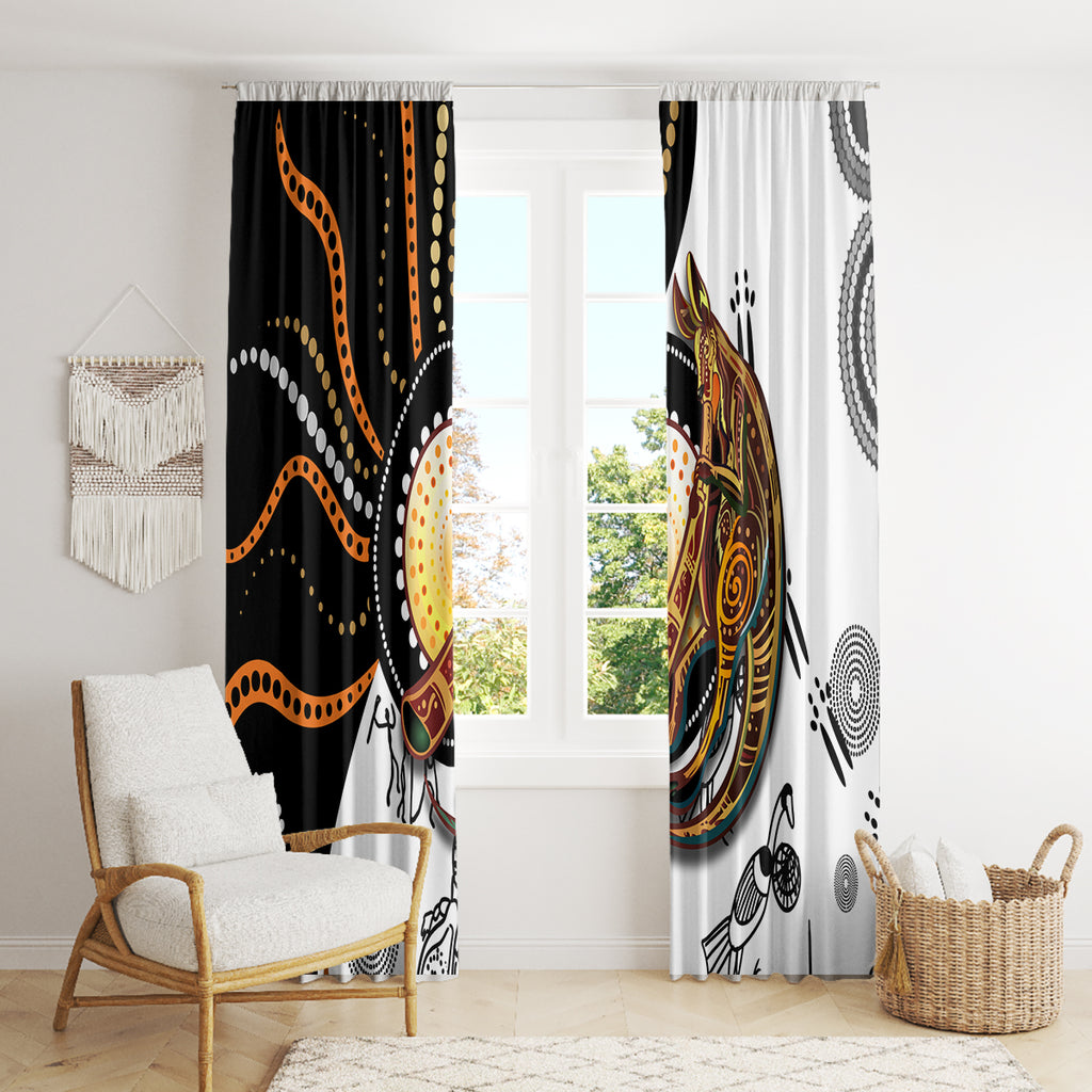 Aboriginal Kangaroo Pattern Dot Art Window Curtain
