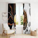 Aboriginal Kangaroo Pattern Dot Art Window Curtain