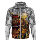 Aboriginal Kangaroo Pattern Dot Art Zip Hoodie