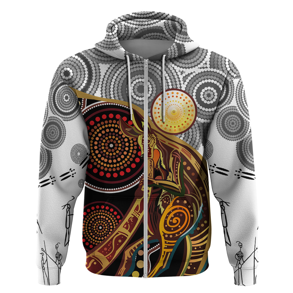 Aboriginal Kangaroo Pattern Dot Art Zip Hoodie