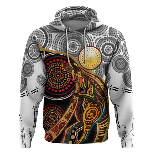 Aboriginal Kangaroo Pattern Dot Art Zip Hoodie