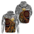 Aboriginal Kangaroo Pattern Dot Art Zip Hoodie