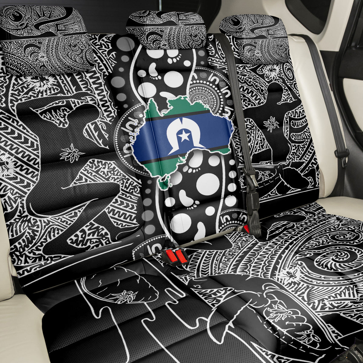 Torest Trait Islands Map Mix Aboriginal Pattern Back Car Seat Cover