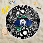 Torest Trait Islands Map Mix Aboriginal Pattern Beach Blanket