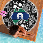 Torest Trait Islands Map Mix Aboriginal Pattern Beach Blanket