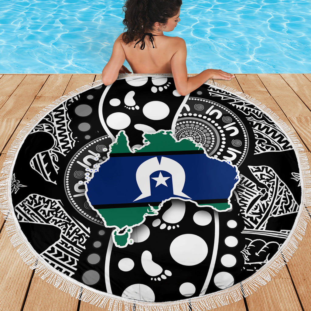 Torest Trait Islands Map Mix Aboriginal Pattern Beach Blanket