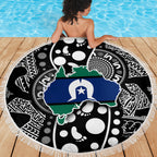 Torest Trait Islands Map Mix Aboriginal Pattern Beach Blanket