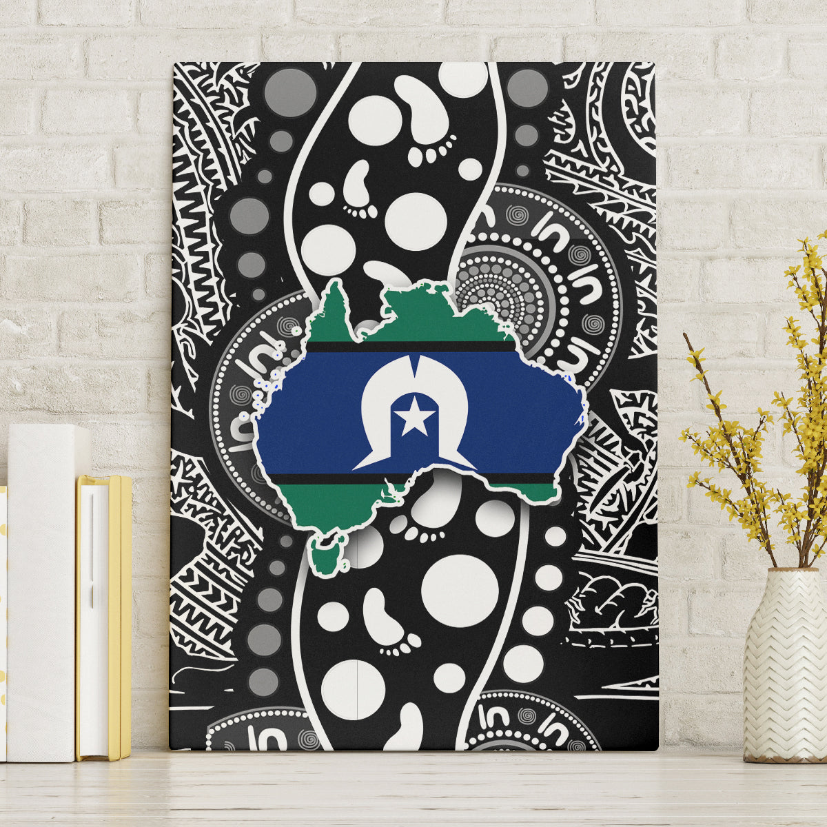 Torest Trait Islands Map Mix Aboriginal Pattern Canvas Wall Art