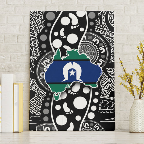 Torest Trait Islands Map Mix Aboriginal Pattern Canvas Wall Art