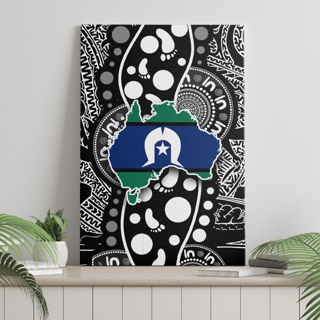 Torest Trait Islands Map Mix Aboriginal Pattern Canvas Wall Art