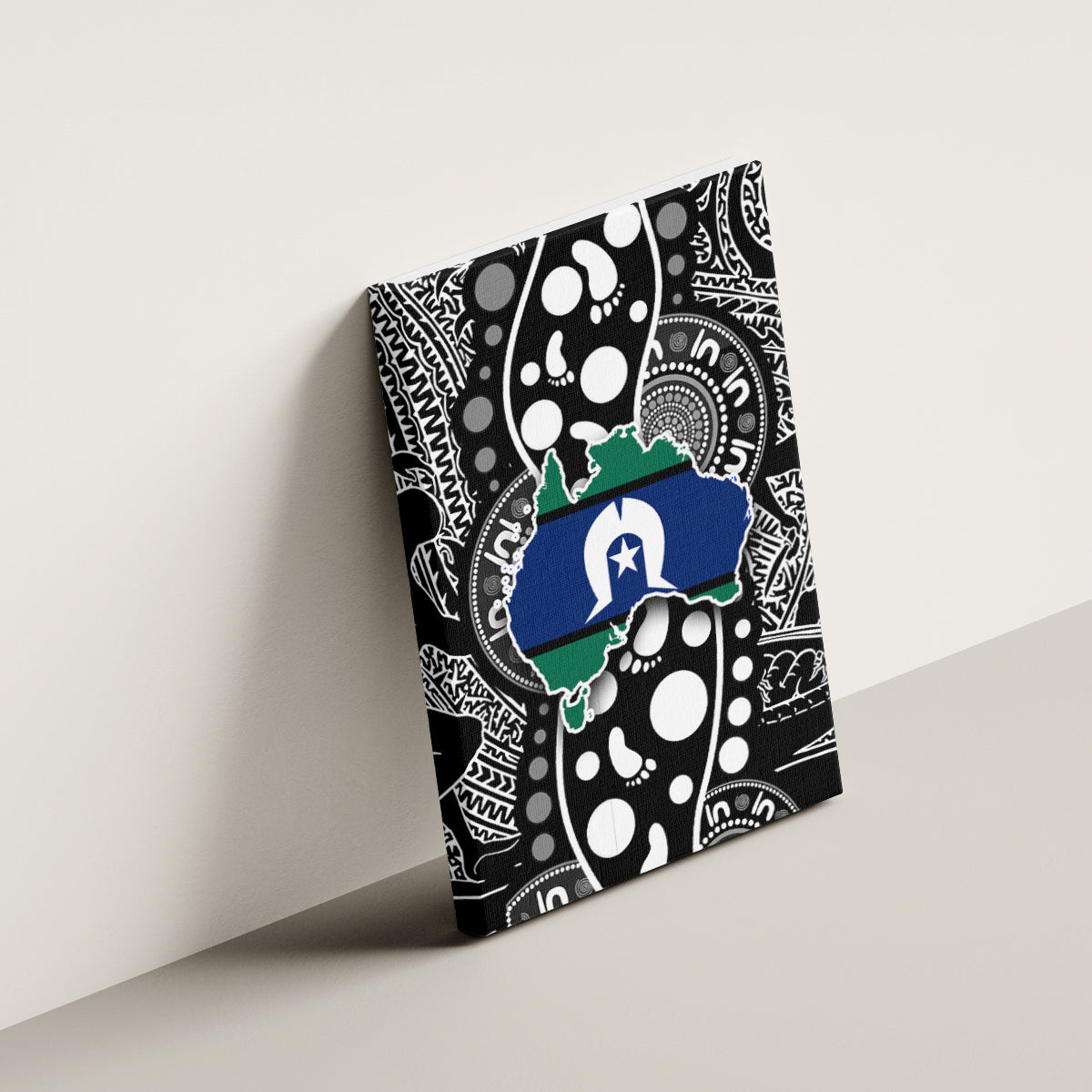 Torest Trait Islands Map Mix Aboriginal Pattern Canvas Wall Art