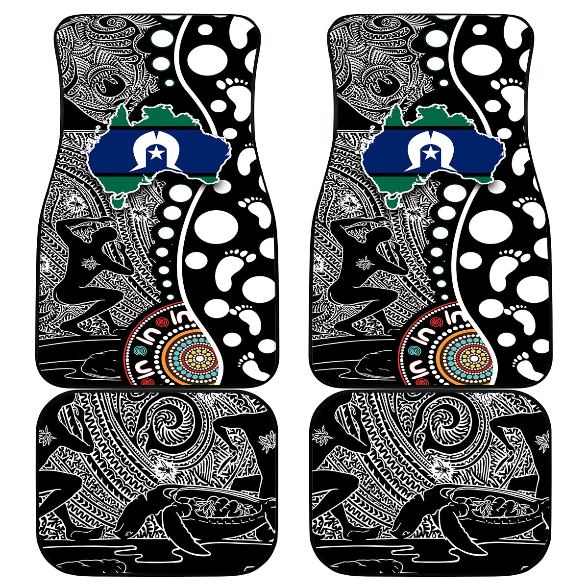 Torest Trait Islands Map Mix Aboriginal Pattern Car Mats