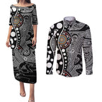 Torest Trait Islands Map Mix Aboriginal Pattern Couples Matching Puletasi and Long Sleeve Button Shirt