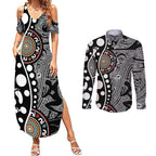 Torest Trait Islands Map Mix Aboriginal Pattern Couples Matching Summer Maxi Dress and Long Sleeve Button Shirt