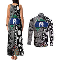 Torest Trait Islands Map Mix Aboriginal Pattern Couples Matching Tank Maxi Dress and Long Sleeve Button Shirt
