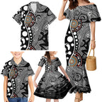 Torest Trait Islands Map Mix Aboriginal Pattern Family Matching Mermaid Dress and Hawaiian Shirt