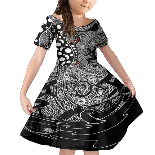 Torest Trait Islands Map Mix Aboriginal Pattern Family Matching Mermaid Dress and Hawaiian Shirt