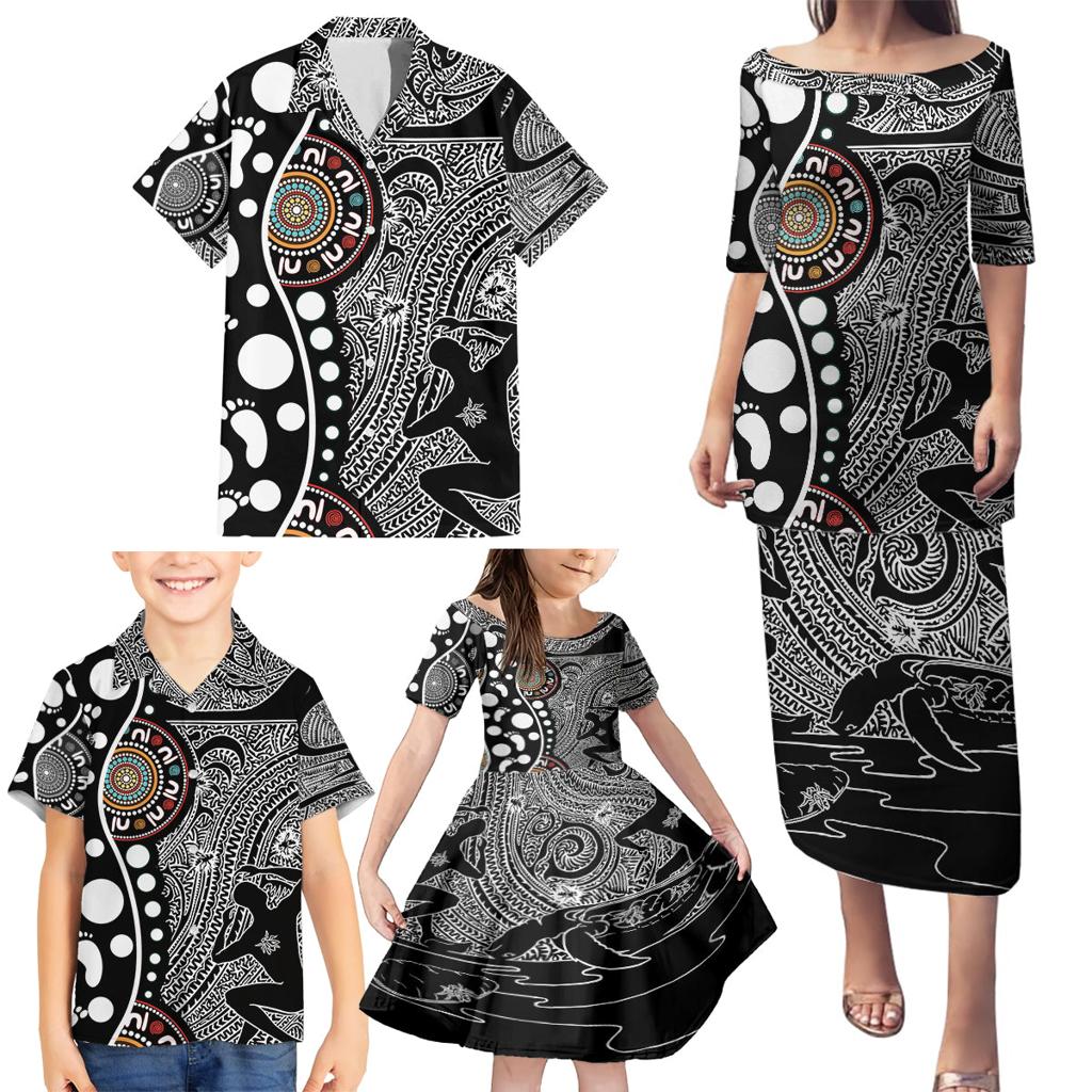 Torest Trait Islands Map Mix Aboriginal Pattern Family Matching Puletasi and Hawaiian Shirt