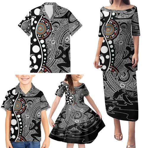 Torest Trait Islands Map Mix Aboriginal Pattern Family Matching Puletasi and Hawaiian Shirt